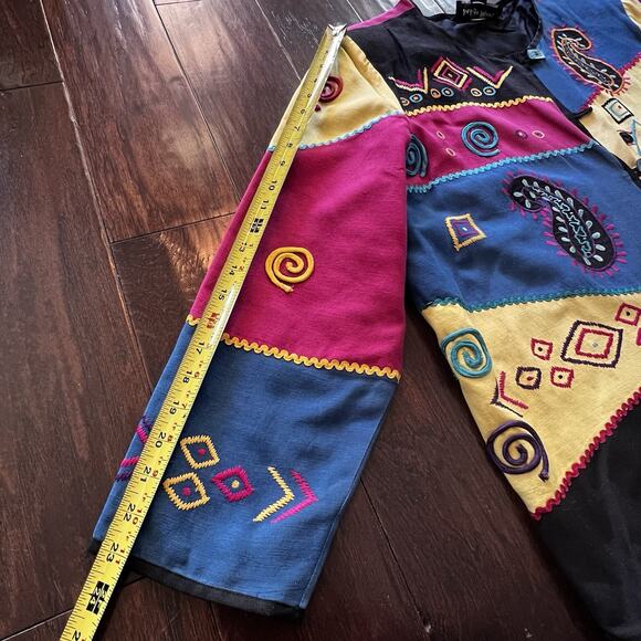 VTG Indigo Moon multicolor patchwork jacket with embroidery Sz 1X Made In India - Picture 8 of 9